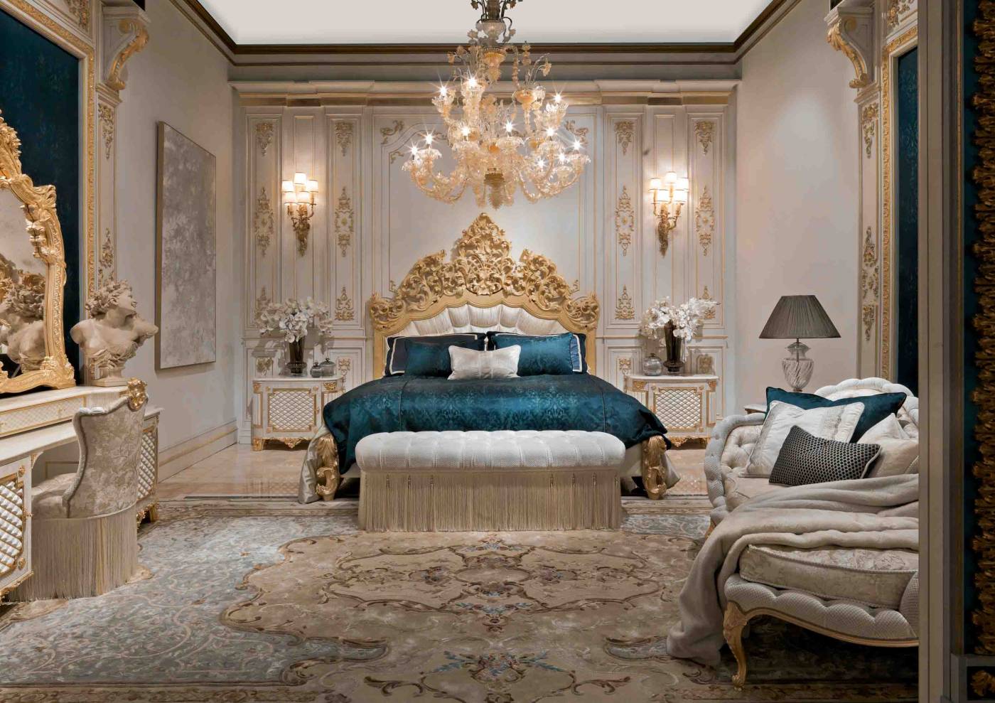 BelCor-PS0525IX-03-T-01-bed-Phatos-bedroom-Incanto-golden-pleated-working-handcrafted-furniture-made-in-italy