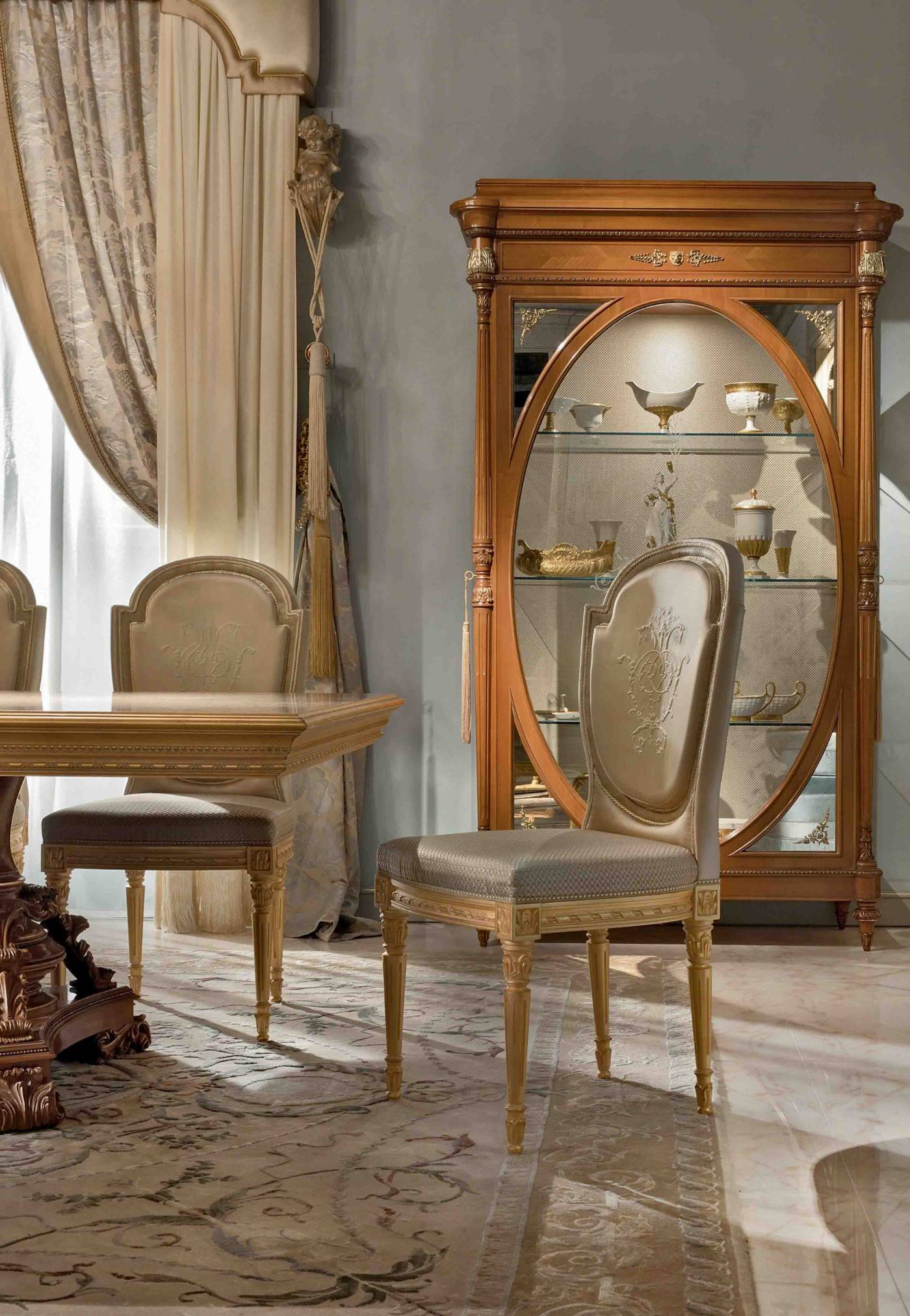 BelCor PA0171BX 01 T 01 chair Palladio dining room Magnifica upholstered seat carved edge handmade luxury italian furniture