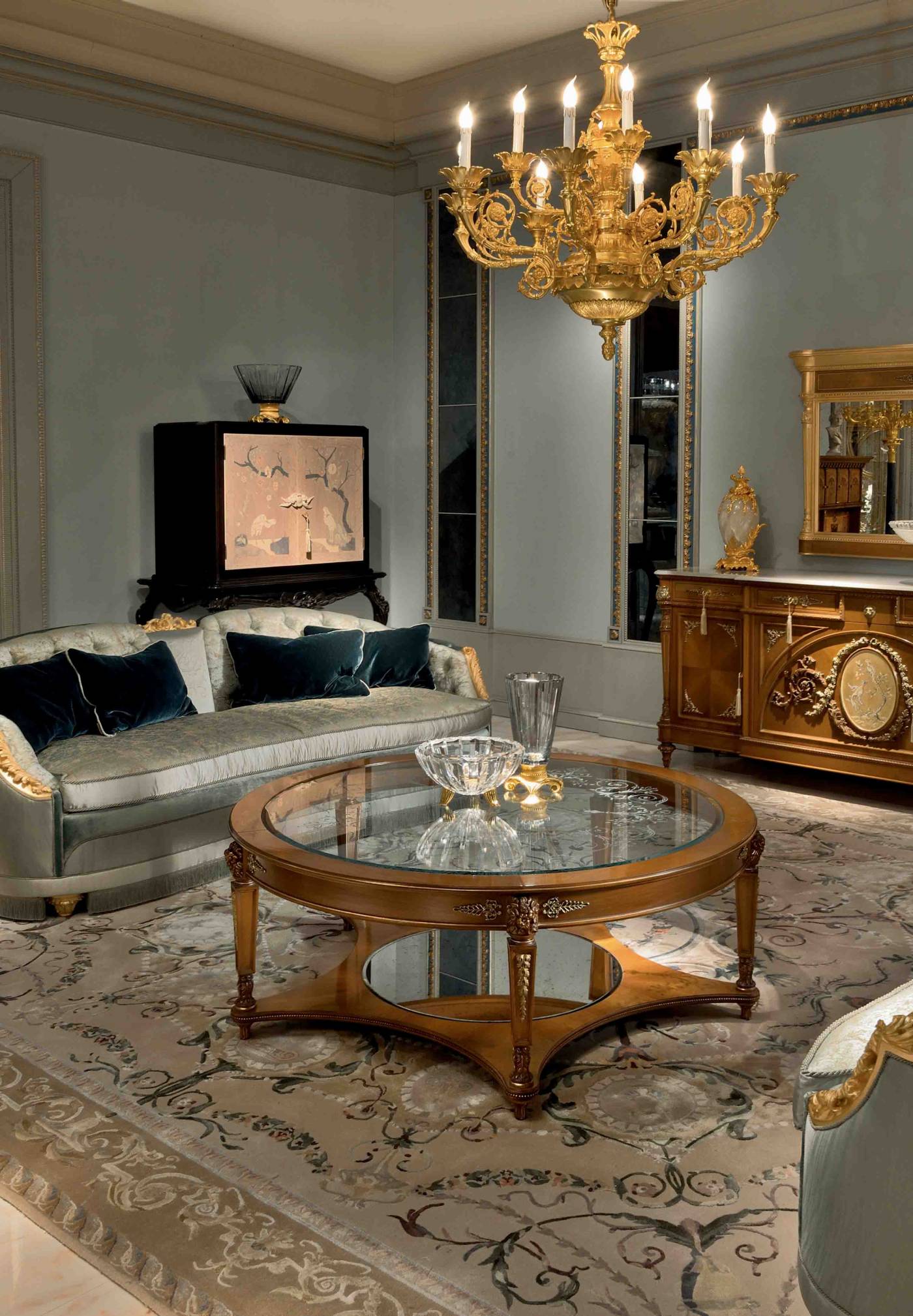 BelCor PA0282CX 01 T 01 central table Palladio living room Magnifica carved legs decorative bronzes handmade italian luxury