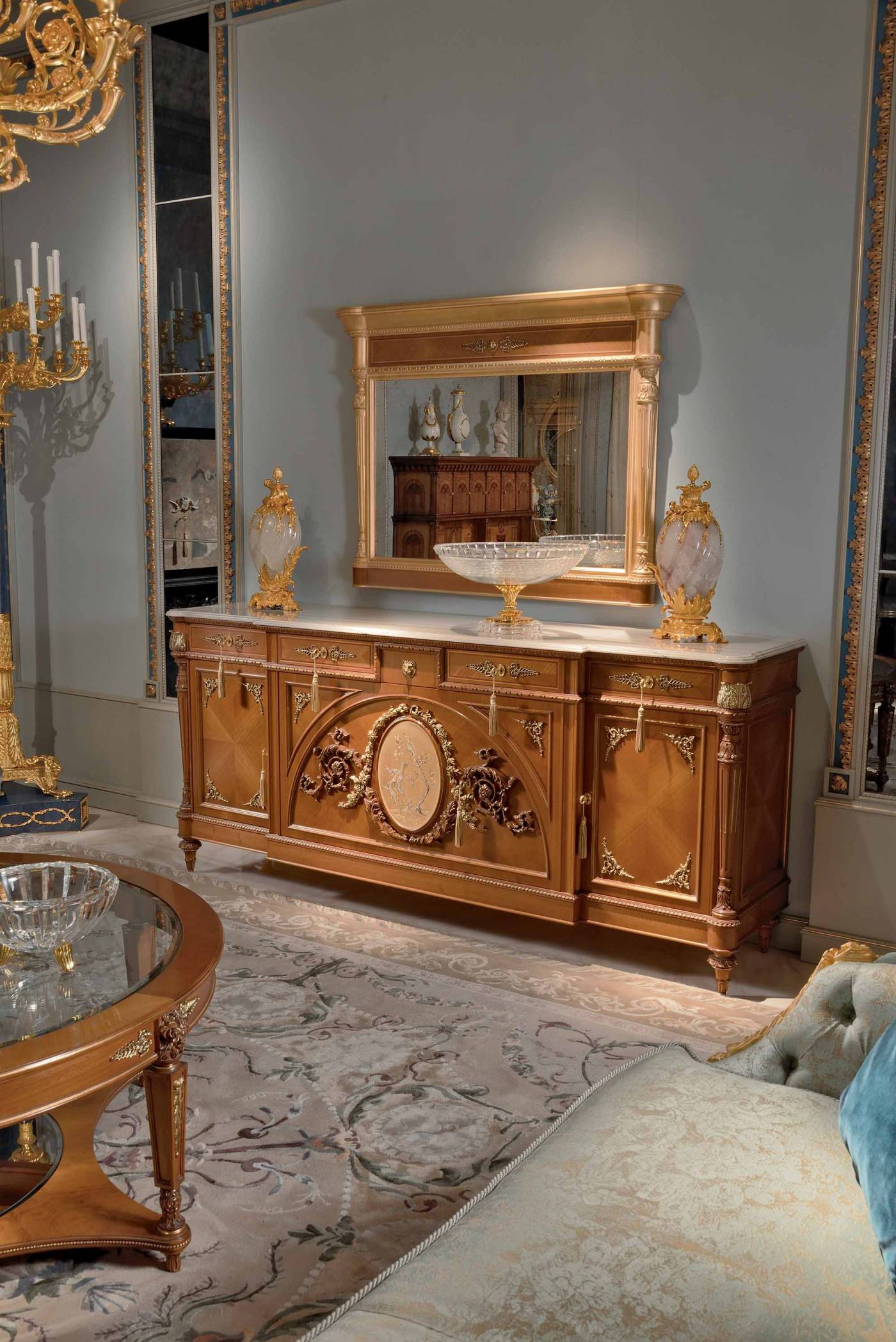 BelCor PA0134NX 01 T 01 sideboard Palladio living room Magnifica central part bronzed lion luxurious italian classic furniture design