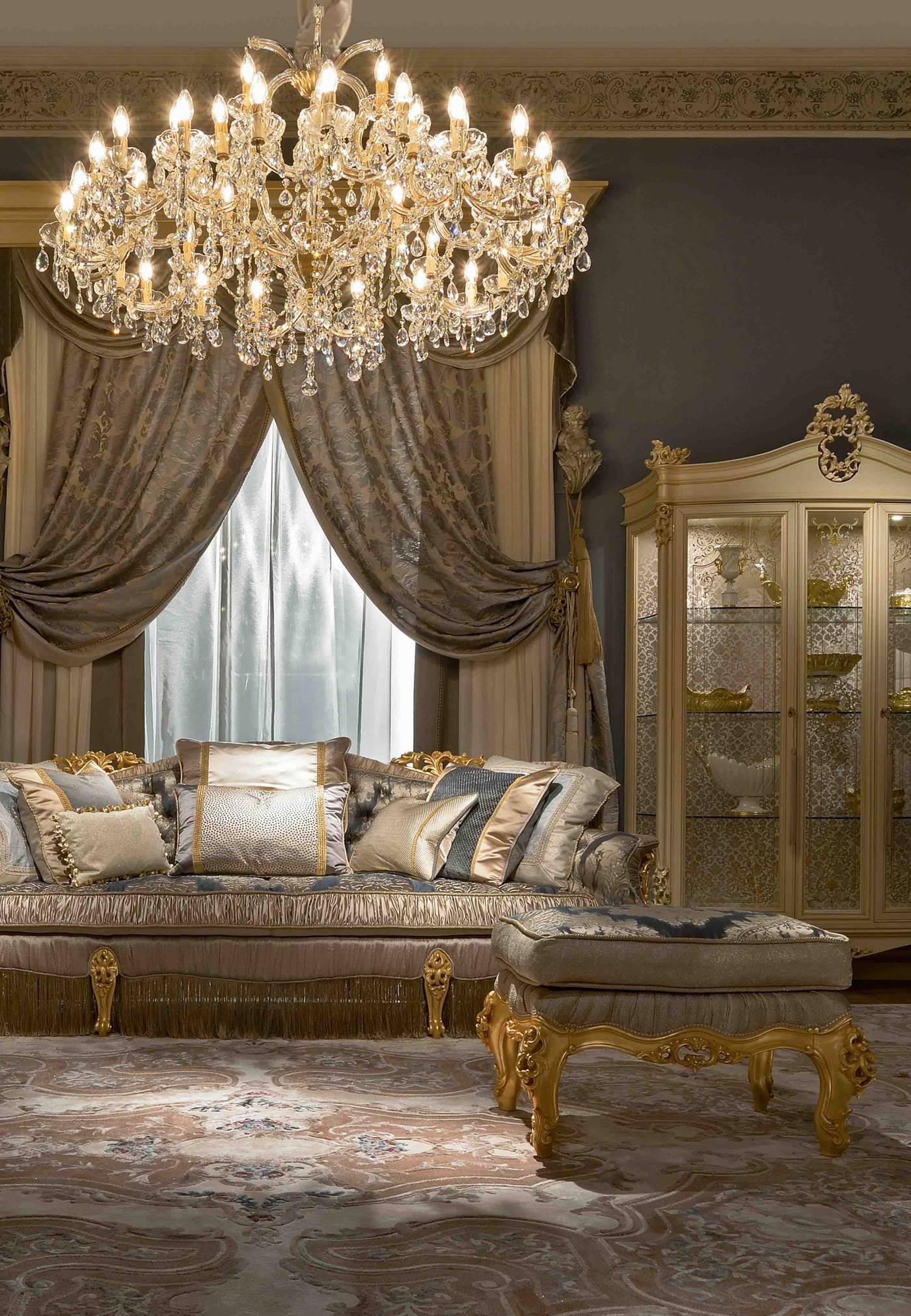 BelCor MS1513BX 01 T 01 sofa Majestic living room Eleganza pleated working frame back refined ornate italian traditional style