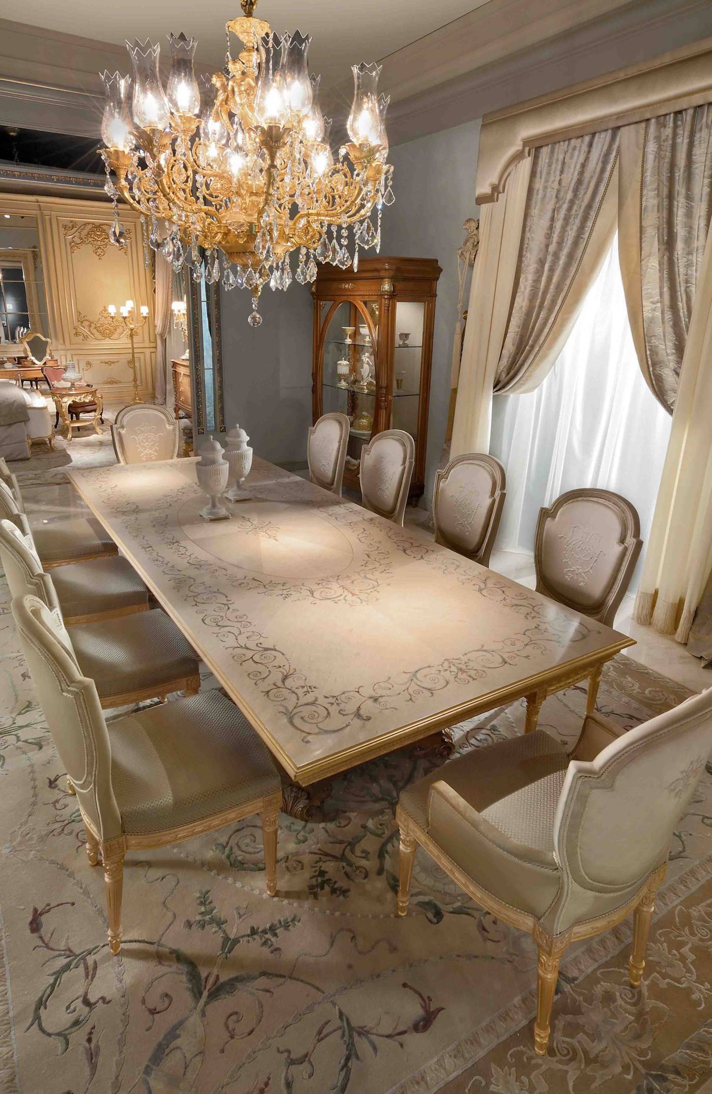 BelCor PA0155CX 01 T 01 dining table Palladio dining room Magnifica elegant central oval cornice handcrafted furniture made in italy