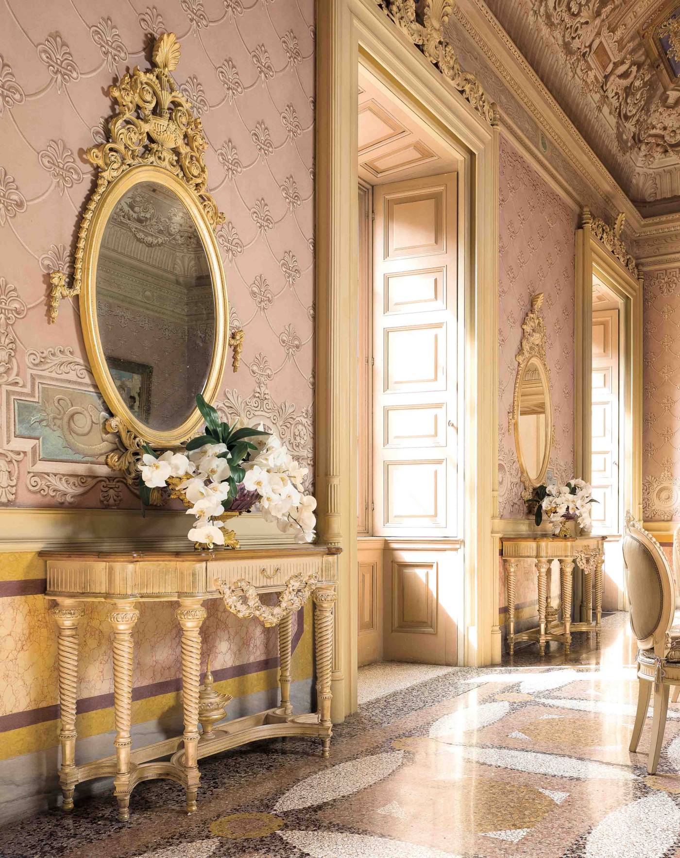 BelCor VE0232BX 01 T 01 console Versailles living room wooden top rich inlay luxury nightstand made in italy