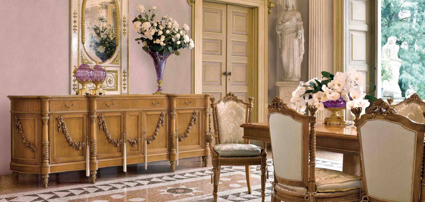 BelCor VE0133NX 01 T 01 sideboard Versailles dining room decorative floral carved garlands high quality italian materials furniture