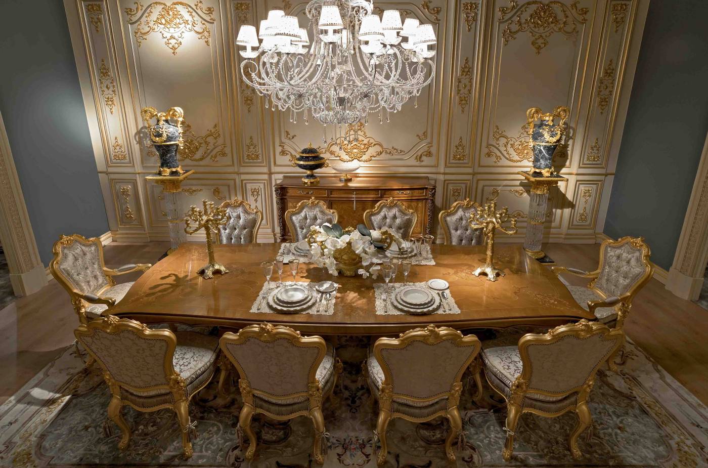 BelCor MS0155GX 01 S 01 dining table Majestic dining room Eleganza rectangular top elegant inlays italian classic interiors