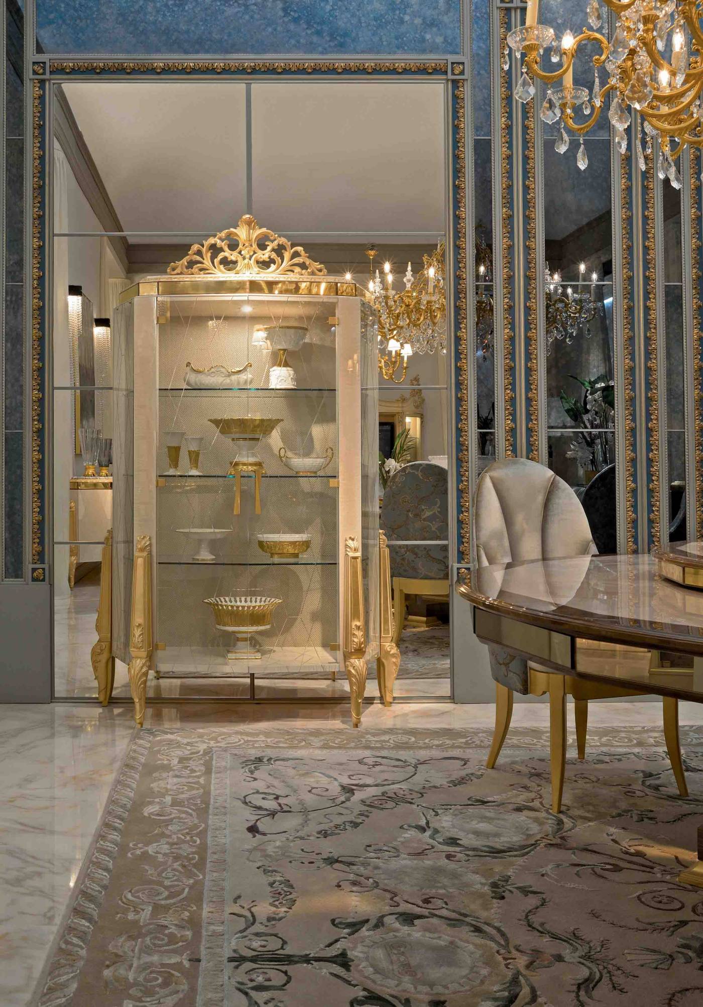 BelCor EG0102AX 01 T 01 showcase Ego dining room Estasi geometrical multifaceted incision timeless italian elegance interiors