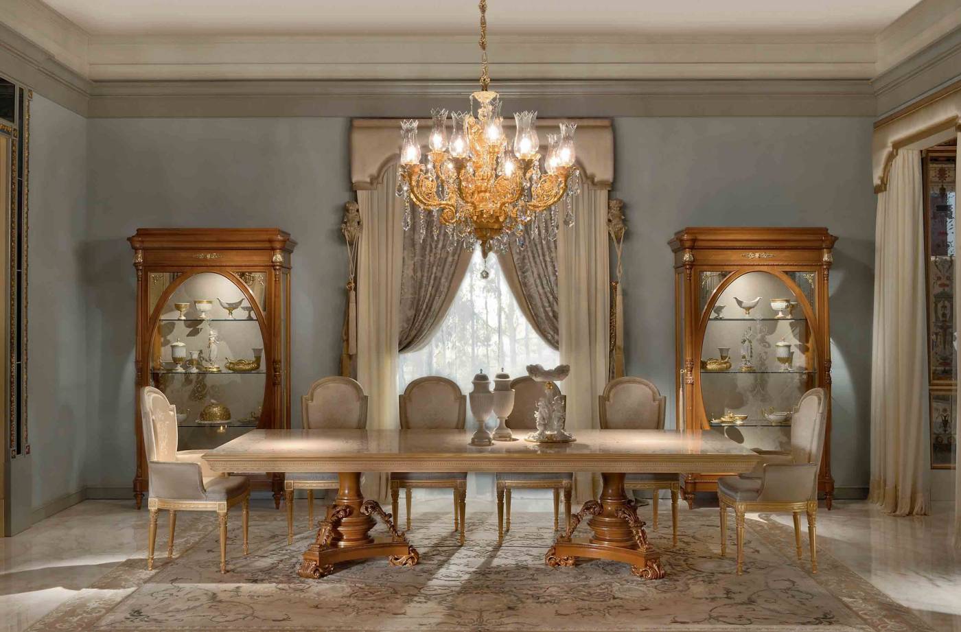 BelCor PA0155CX 02 T 01 dining table Palladio dining room Magnifica wooden bases walnut luxury italian custom made