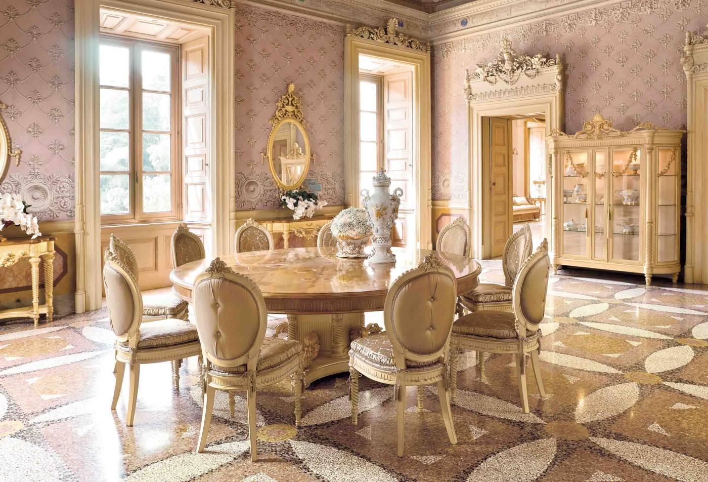 BelCor VE0154AX 01 T 01 dining table Versailles living room top enriched elaborate inlays exclusive carved limewood wall mirror