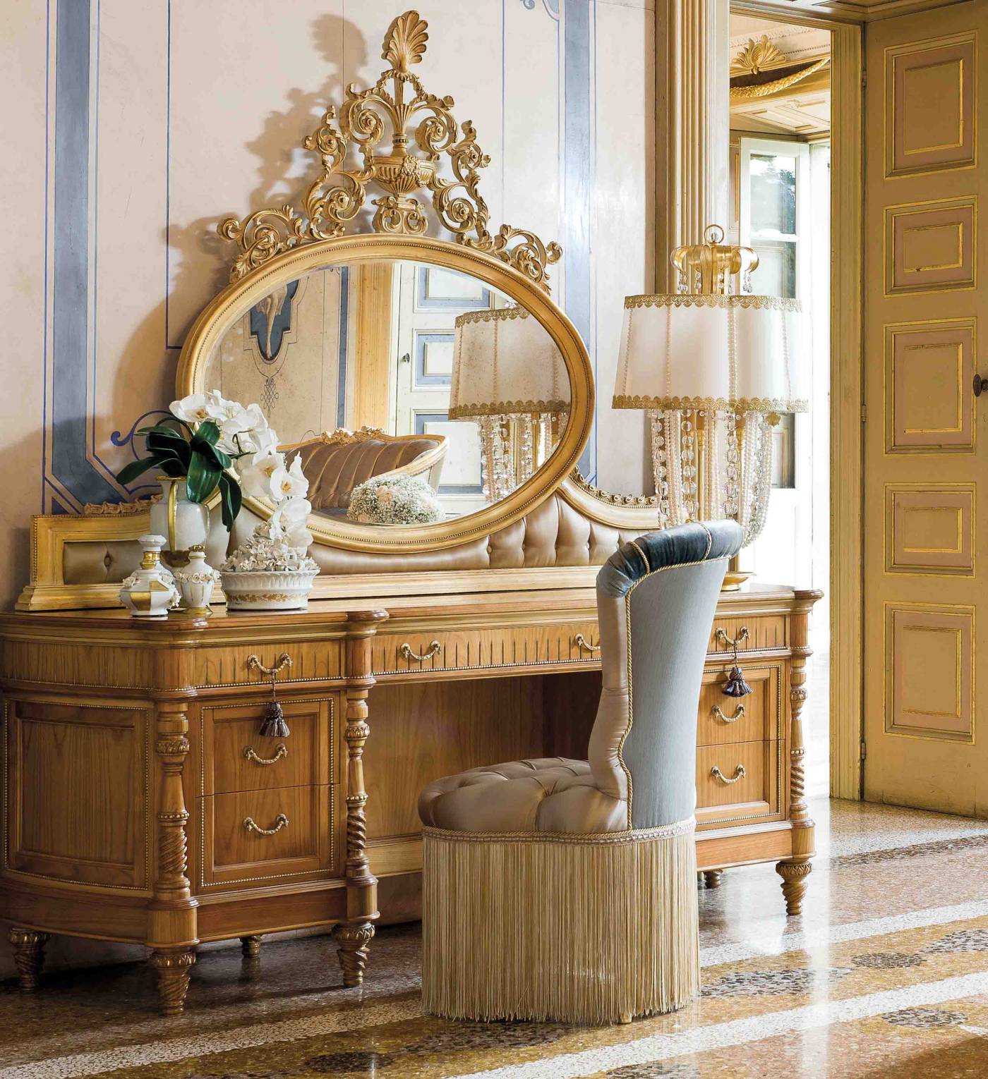 BelCor VE0672NX 01 T 01 mirror Versailles bedroom upholstered panel classic italian luxury