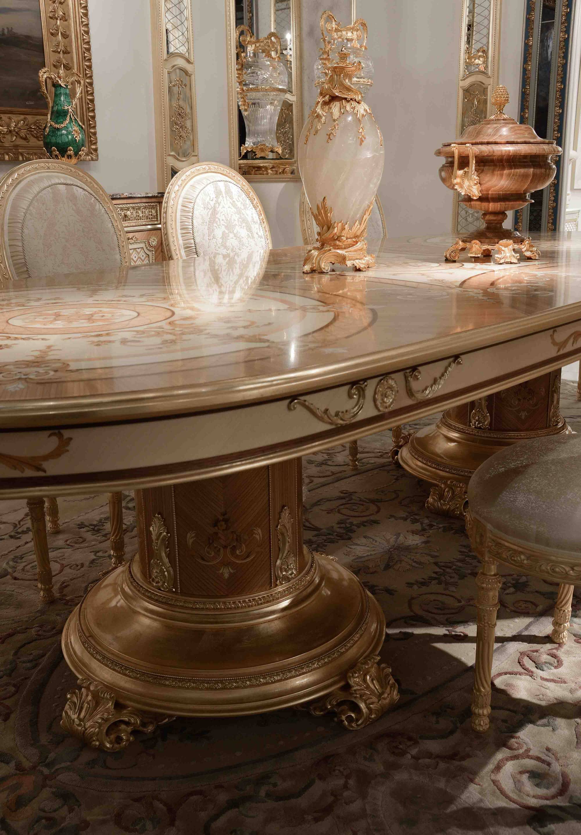 BelCor SF0155CX 04 T 01 dining table Sforza dining room Sublime golden inlaid detail decoration classic italian luxury