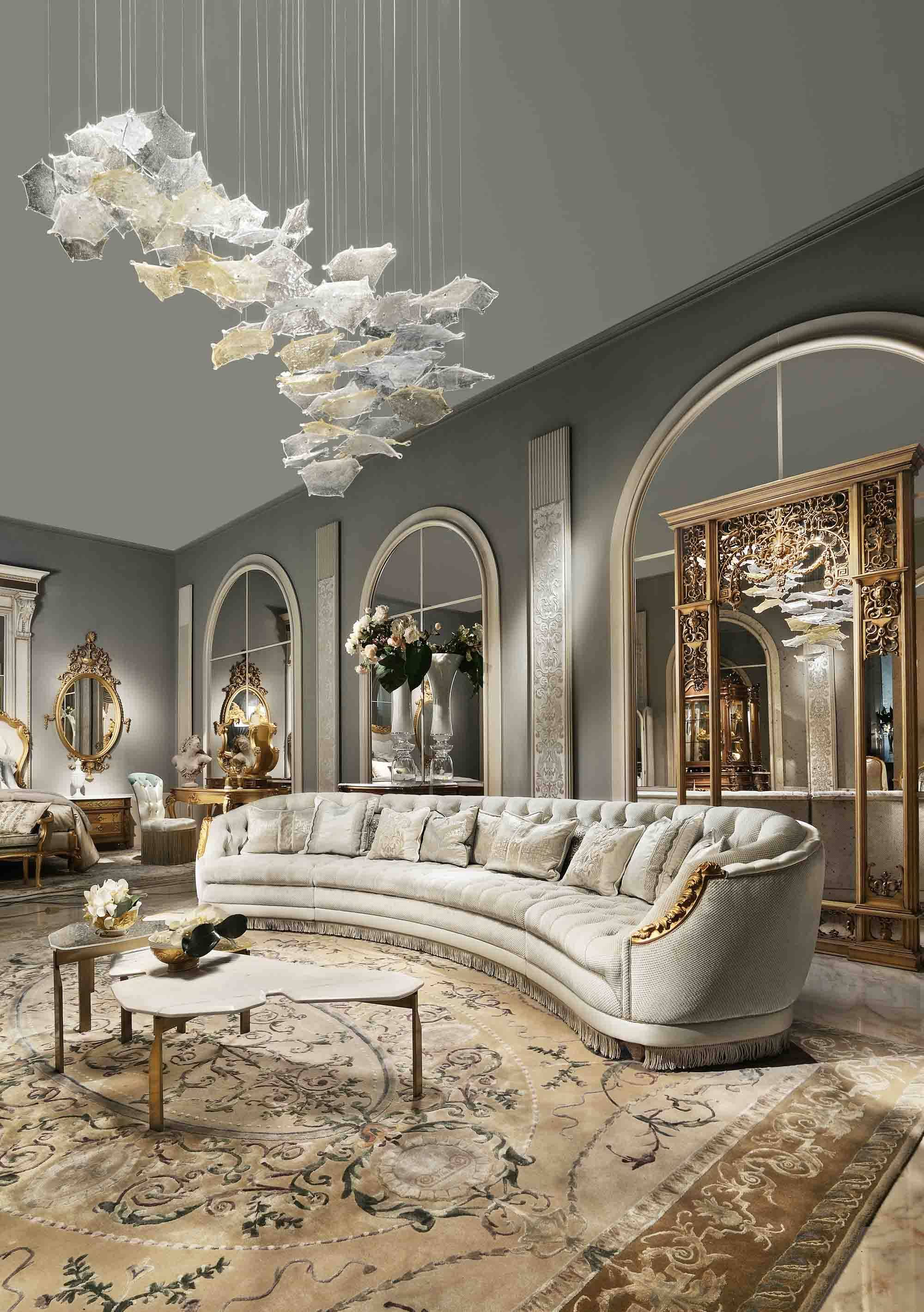 BelCor PA0301 01 T 01 modular sofa Palladio living room Meraviglia chandelier etereo mirror luxury furniture made in italy bespoke
