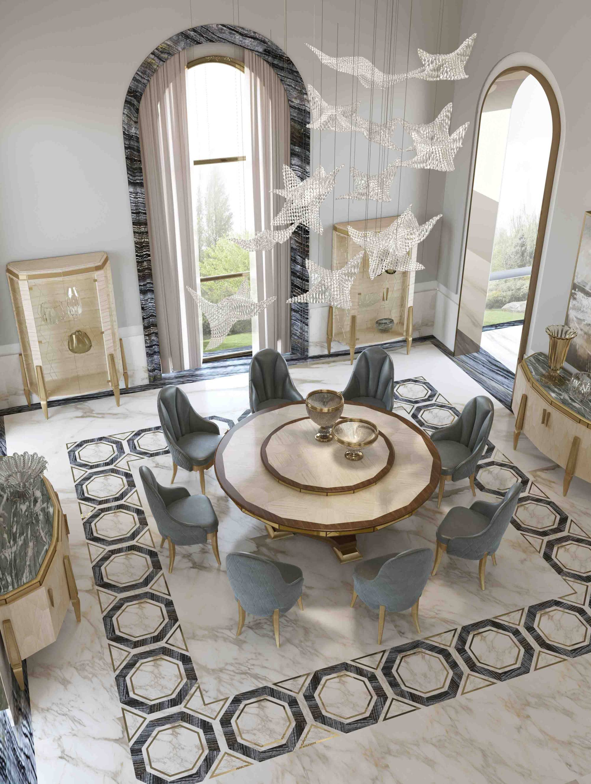 BelCor EG0154AX 02 T 01 dining table Ego dining room Estasi bronzed mirror inserts furnishings made in italy