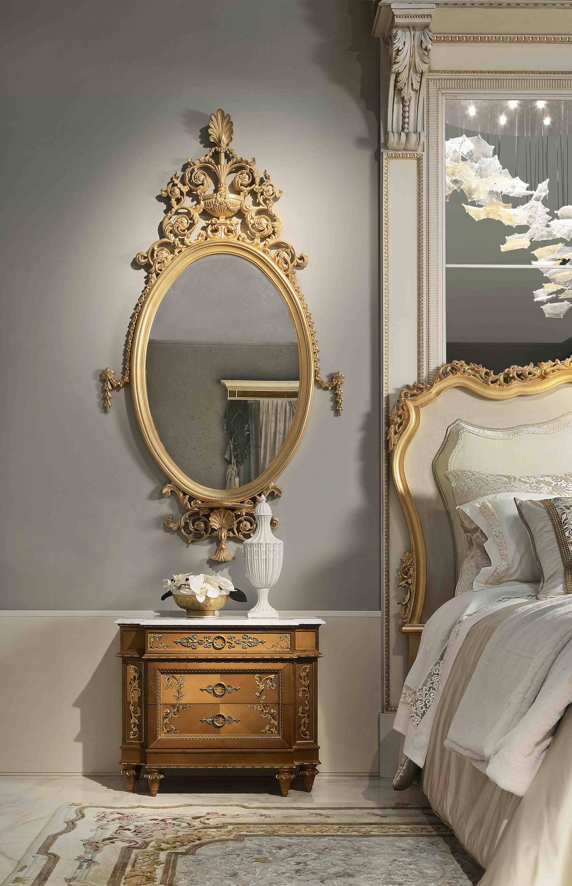 BelCor GD0642CM 01 T 01 night table Granducale bedroom Meraviglia decorative bronzes marble top luxury nightstand made in italy