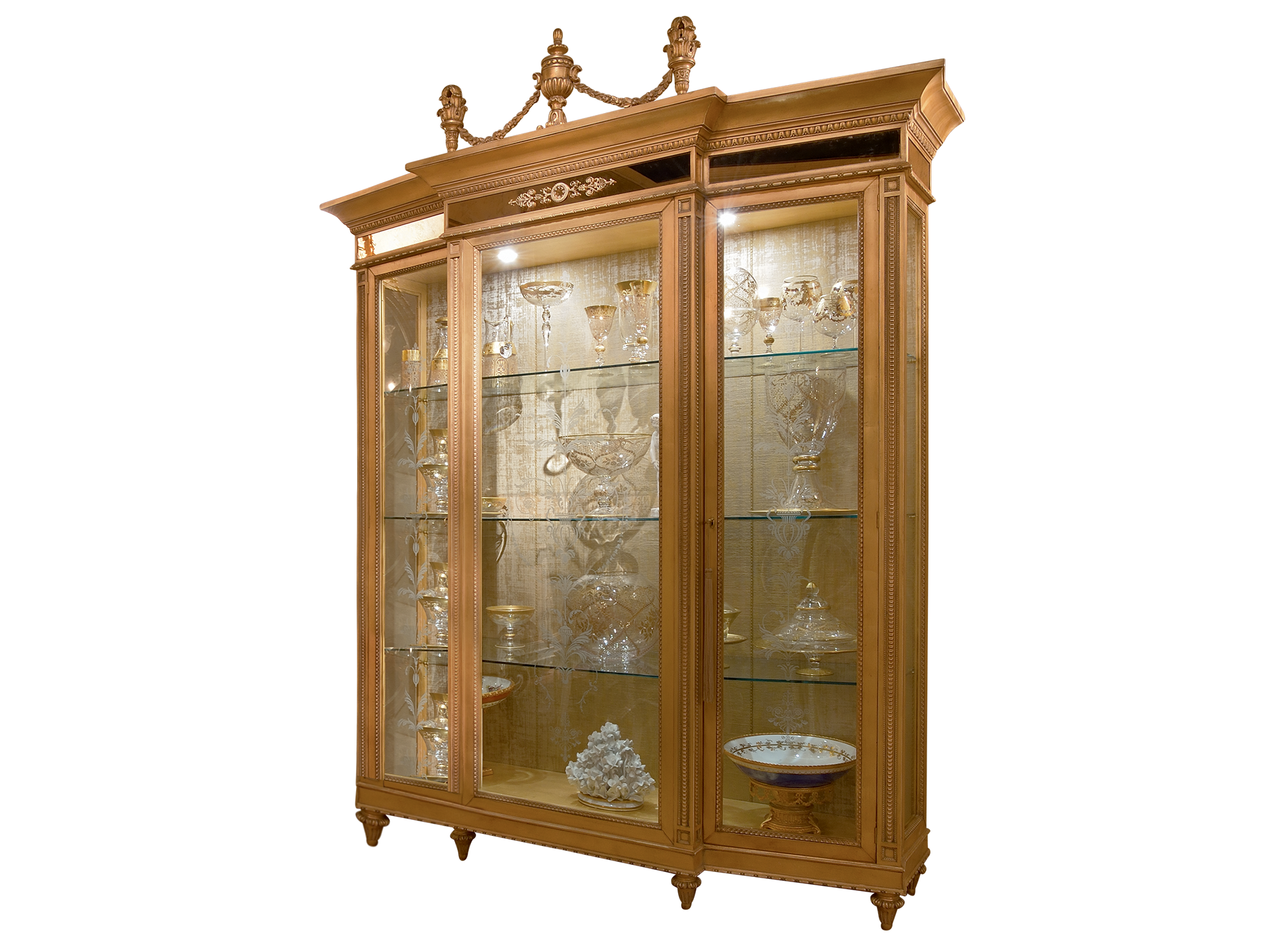 BelCor GD0103AX 01 S 01 showcase Granducale dining room Melodia internal back fabric decorative bronzes furnishings made in italy
