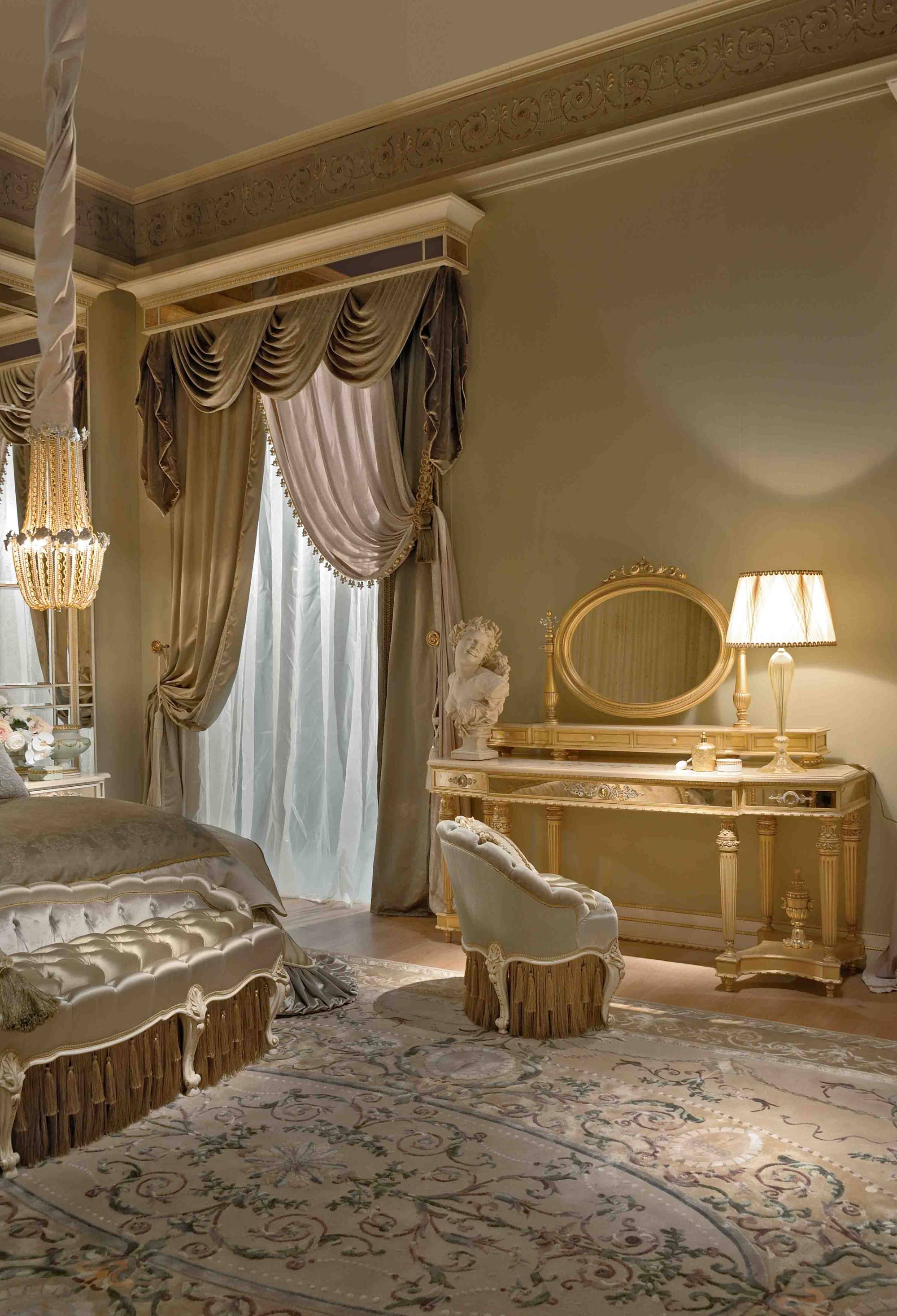BelCor GD0662NX 01 T 01 dressing table Granducale bedroom Fascino carved legs precious carved amphoras refined made in italy design