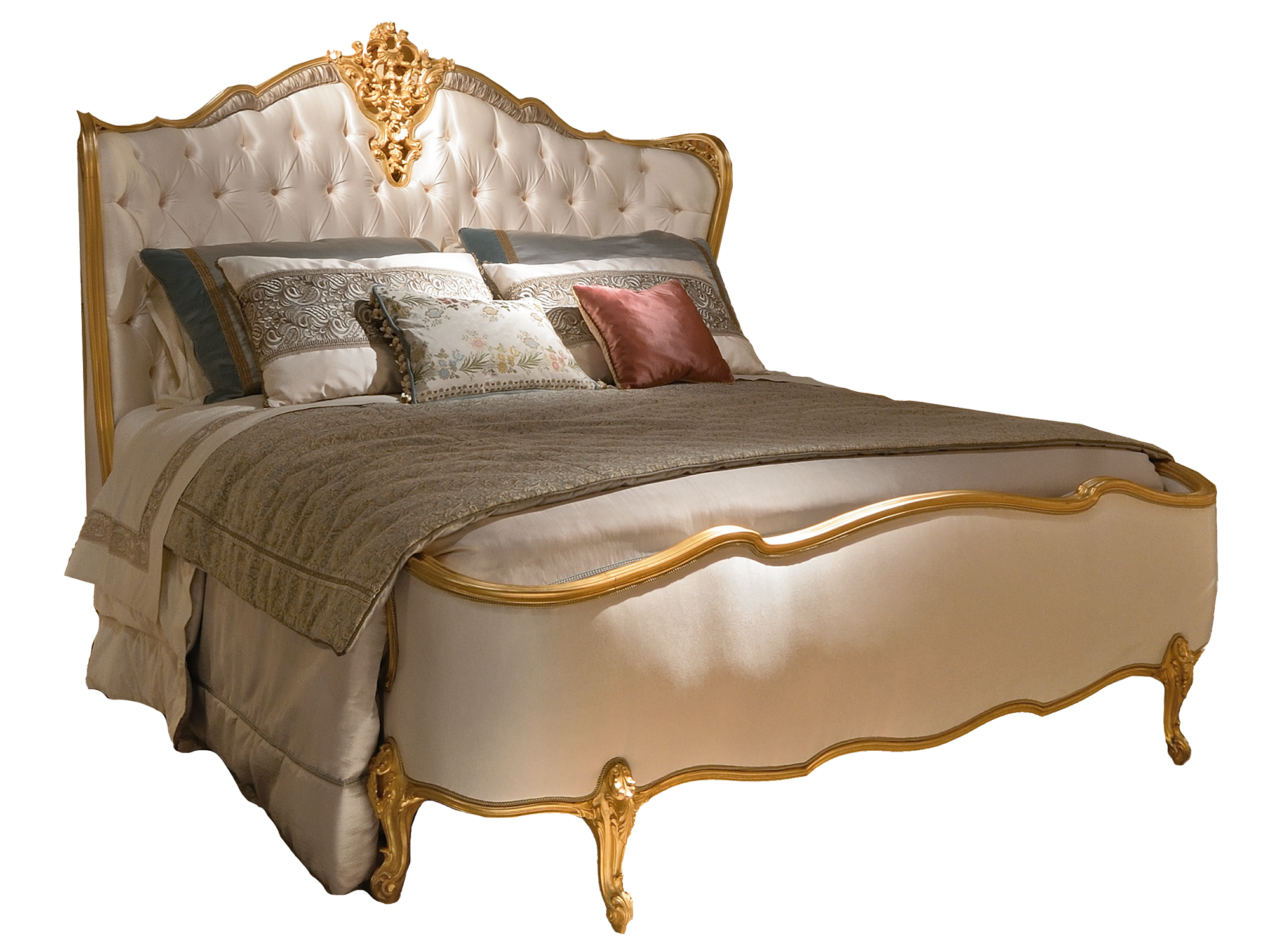 BelCor MS0535IY 01 S 01 bed Majestic bedroom Eleganza upholstered headboard pleated working elegant luxury furnishings