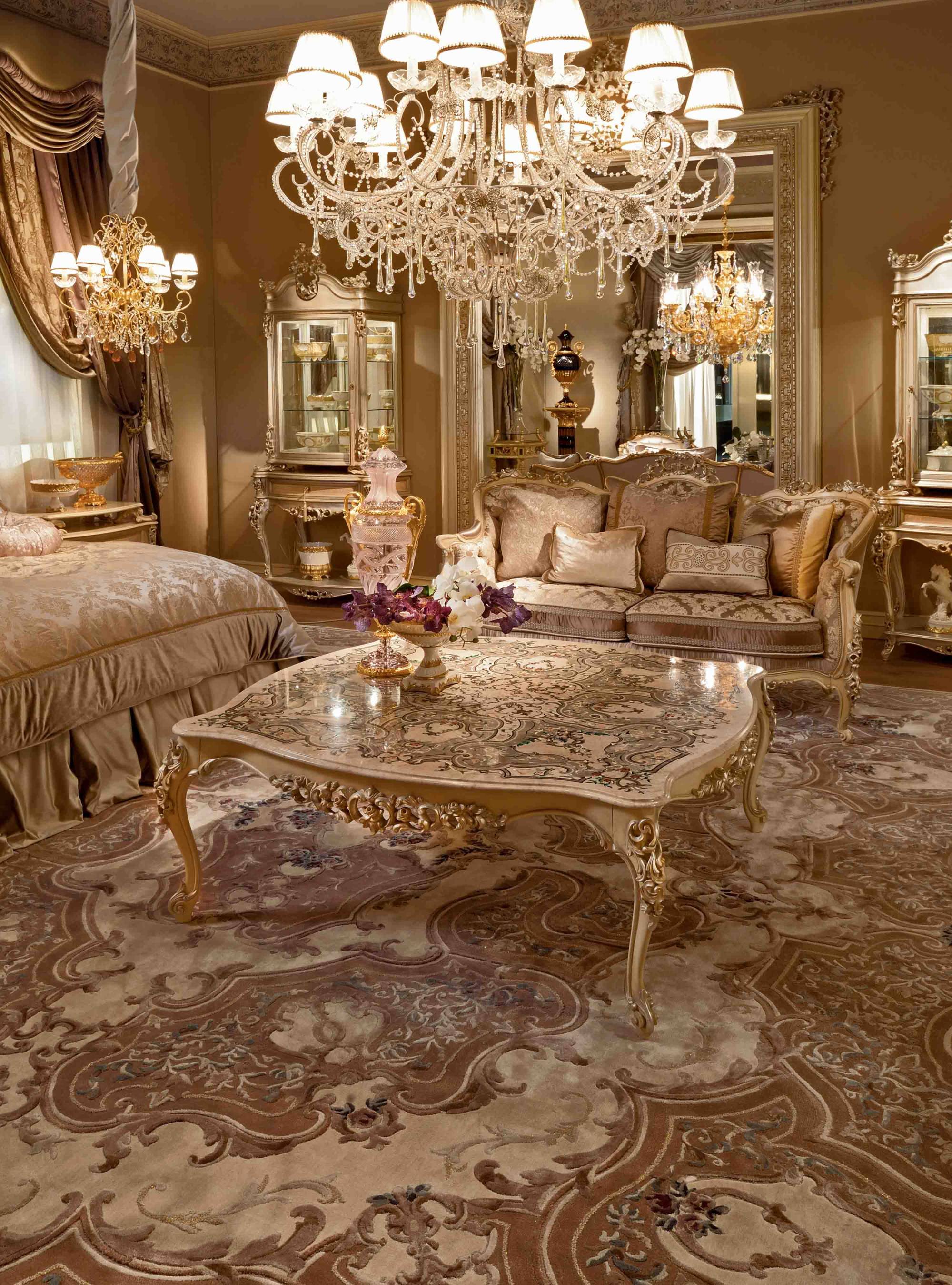 BelCor MS0286MX 01 T 01 showcase Majestic living room Eleganza silver leaf gold leaf accents refined italian handcrafted classic design