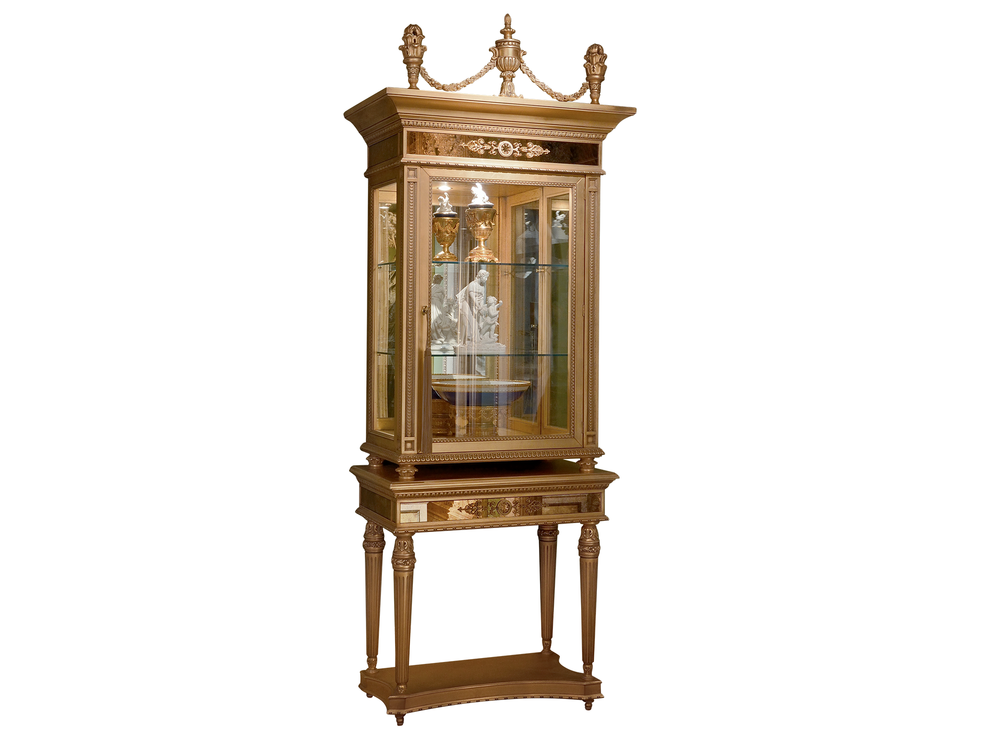 BelCor GD0101BX 01 S 01 showcase Granducale dining room Melodia base carved legs upper cabinet made in italy custom made