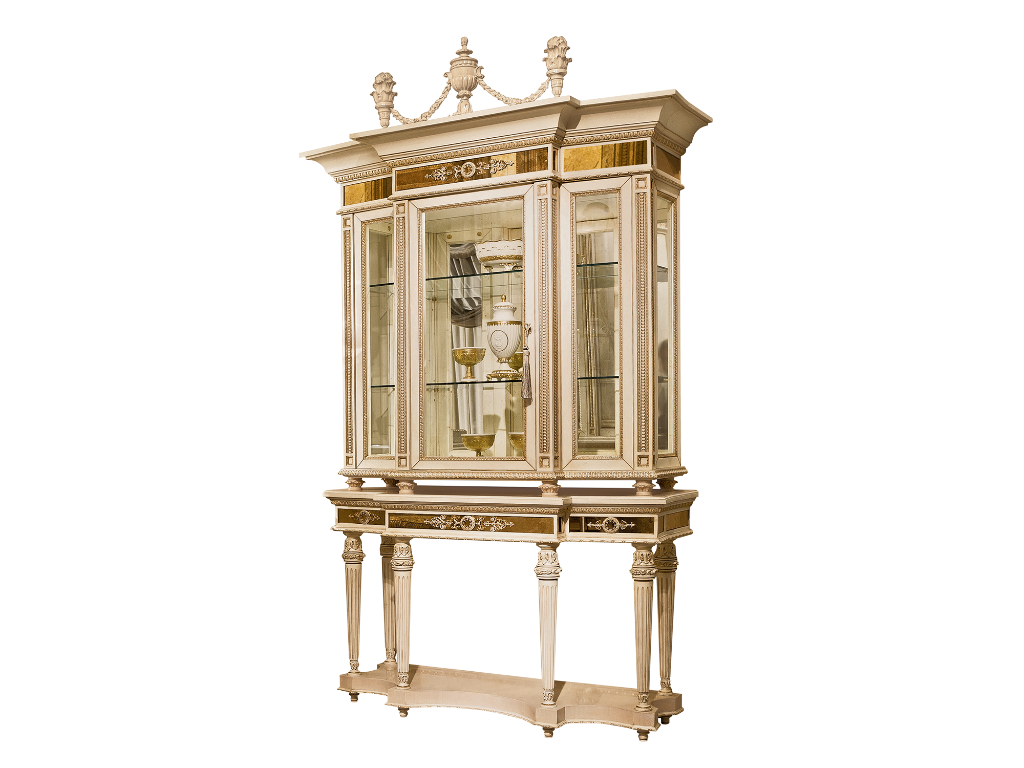 BelCor GD0102BX 01 S 01 showcase Granducale dining room base six carved legs lower shelf luxury made in italy