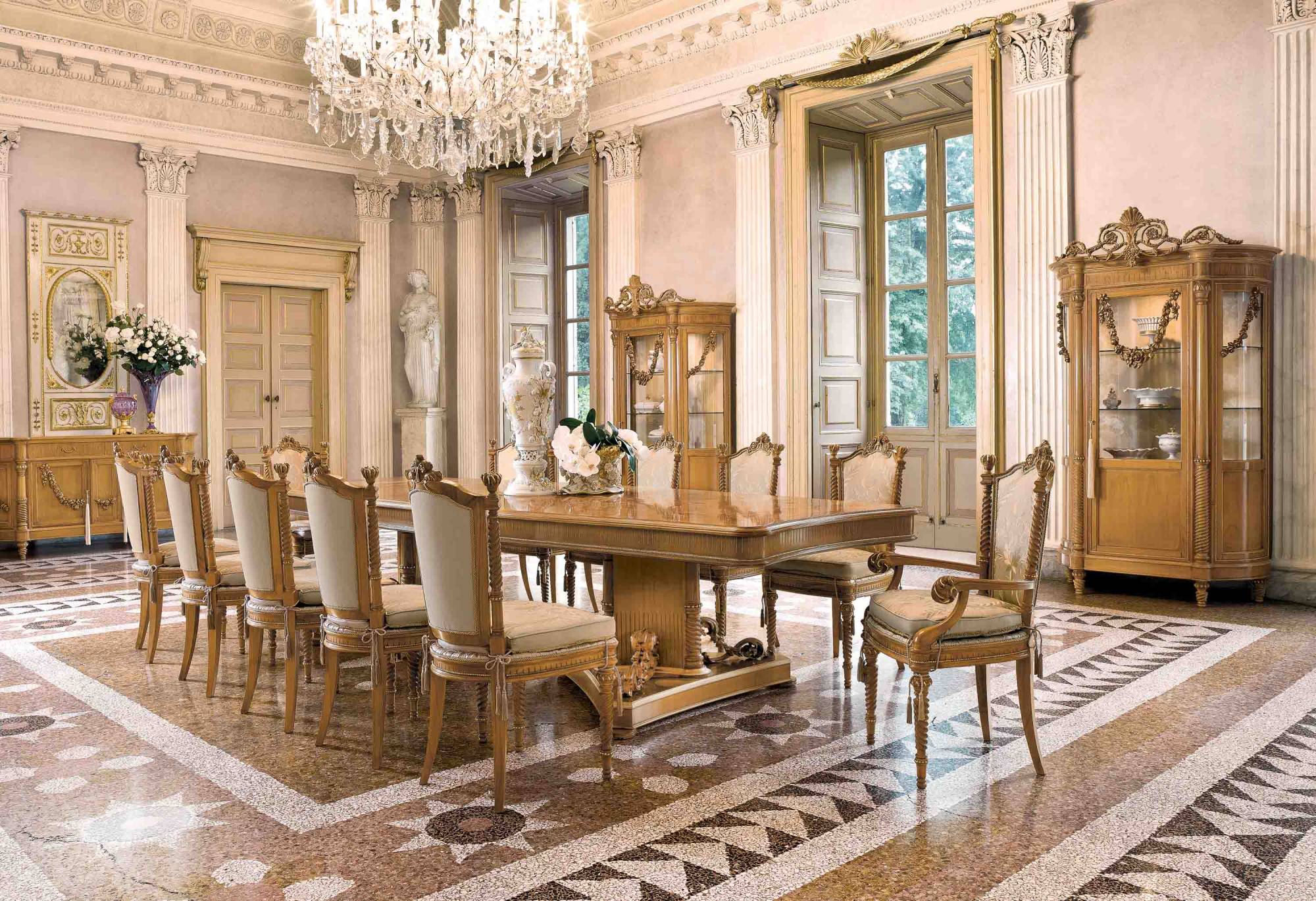 BelCor VE0156CX 02 T 01 dining table Versailles dining room columns elaborate spiral turning refined italian handcrafted classic design