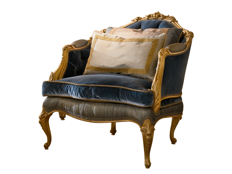 BelCor GD1511LZ 01 S 01 armchair Granducale living room Armonia blue gold carvings timeless custom made italian design