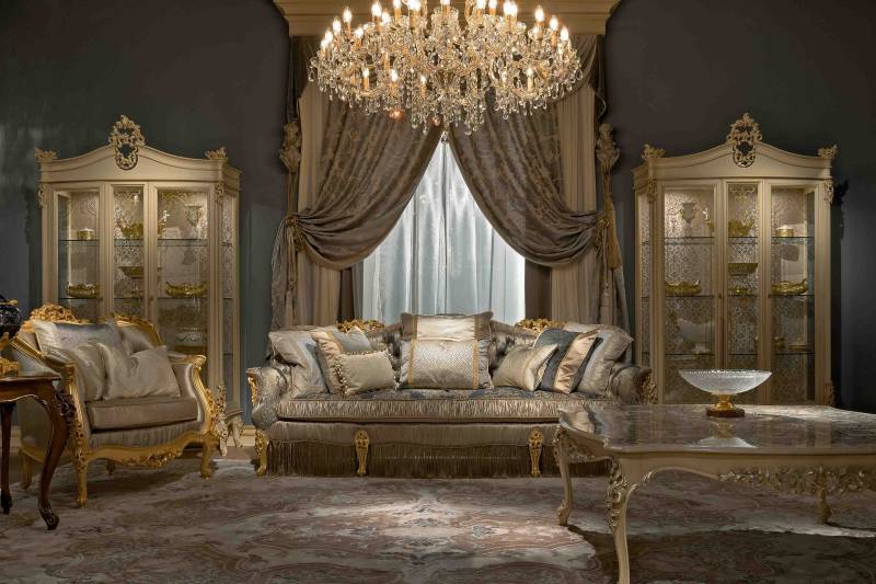 BelCor MS0102AX 02 T 01 showcase Majestic living room Eleganza central door gold decorations luxury made in italy furnistures