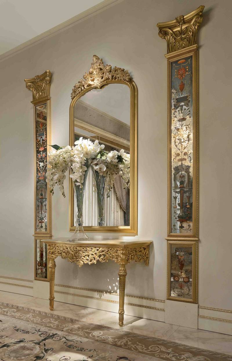 BelCor GD0232SY 01 T 01 console Granducale dining room Meraviglia console mirror rich carvings italian classic furniture luxury