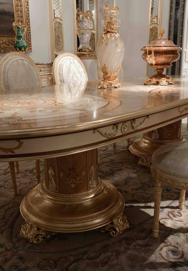 BelCor SF0155CX 04 T 01 dining table Sforza dining room Sublime golden inlaid detail decoration classic italian luxury