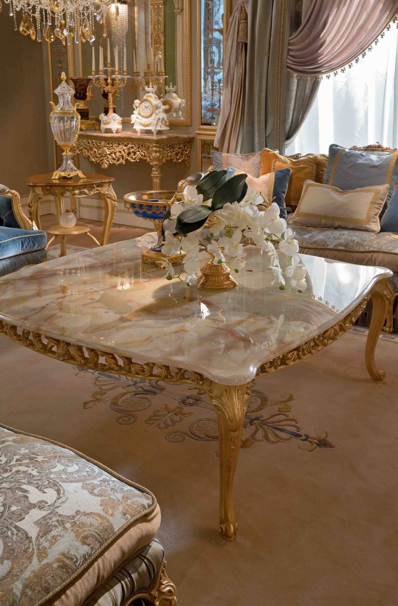BelCor GD0286MZ 01 T 01 central table Granducale living room Armonia golden carvings made in italy custom made
