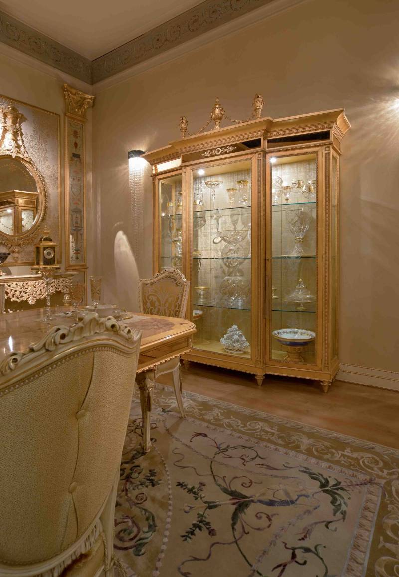 BelCor GD0103AX 01 S 01 showcase Granducale dining room Melodia internal back fabric decorative bronzes furnishings made in italy