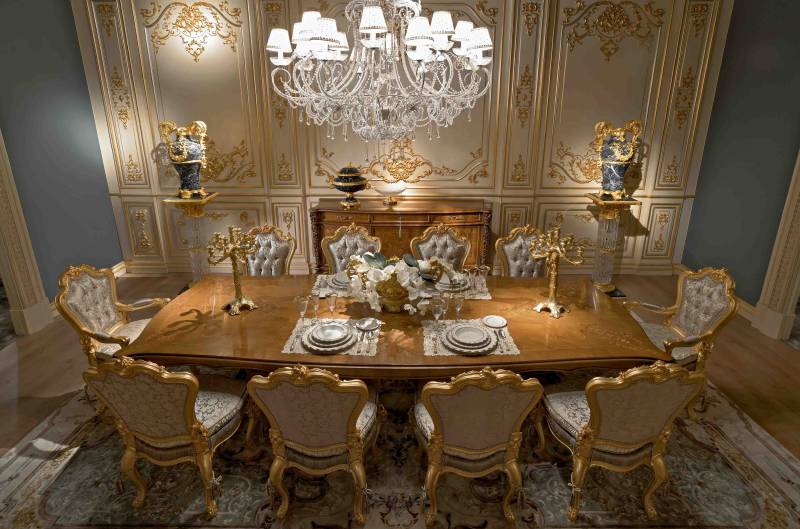 BelCor MS0155GX 01 S 01 dining table Majestic dining room Eleganza rectangular top elegant inlays italian classic interiors