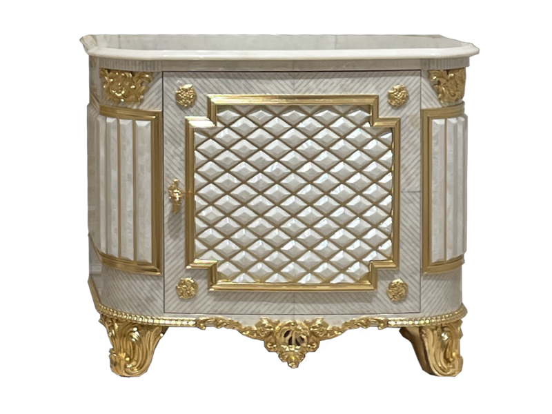 BelCor AE0642CX 01 S 01 night table Aurea bedroom Incanto marble top gold decorations handcrafted furniture made in italy