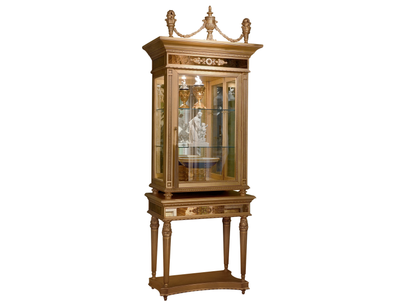 BelCor GD0101BX 01 S 01 showcase Granducale dining room Melodia base carved legs upper cabinet made in italy custom made
