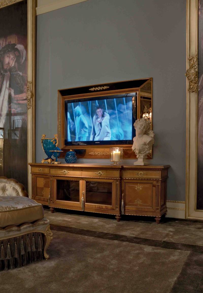 BelCor GD0203NX 01 T 01 tv holder Granducale bedroom Prodigio bronzed crystal insert shelf luxury furniture made in italy bespoke